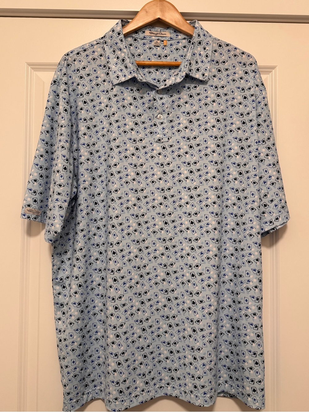 Straight Down Mohegan Sun Golf Club Playing Card Polo Men’s 3XL Blue